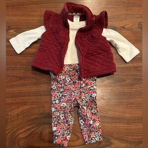 Carter's Burgundy Vest with Floral Accents